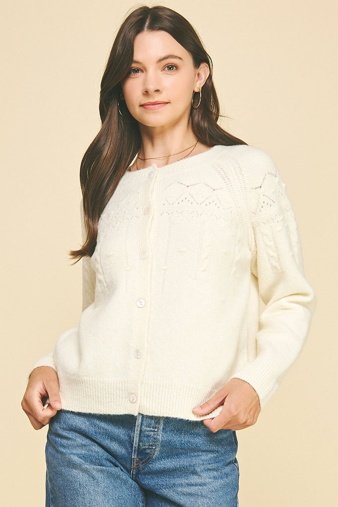 Ivory Textured Cardigan