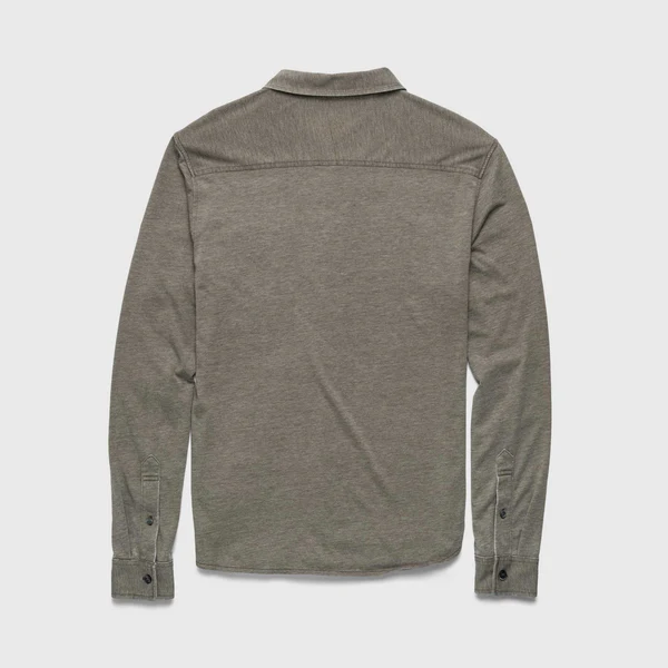 Green long-sleeve shirt on a light gray background