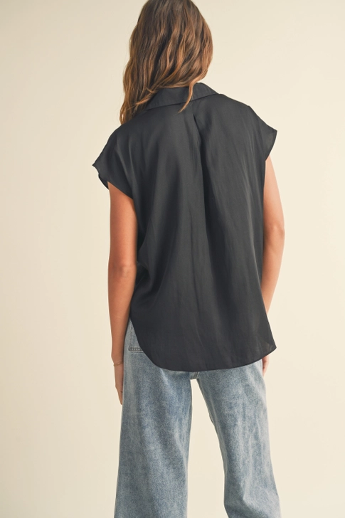 Black Cap Sleeve Blouse