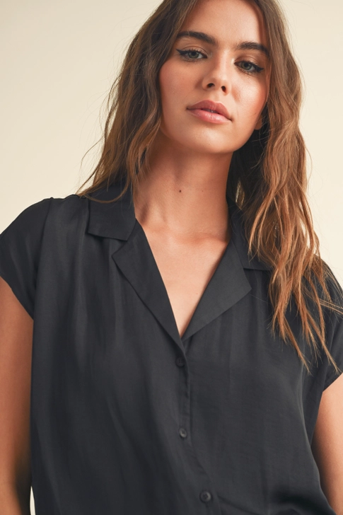 Black Cap Sleeve Blouse