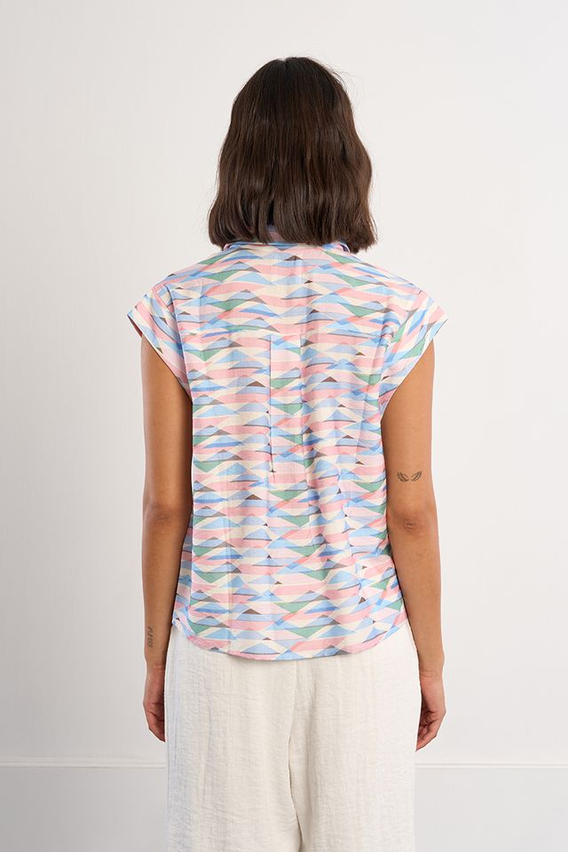 Short Sleeve Geo Blouse