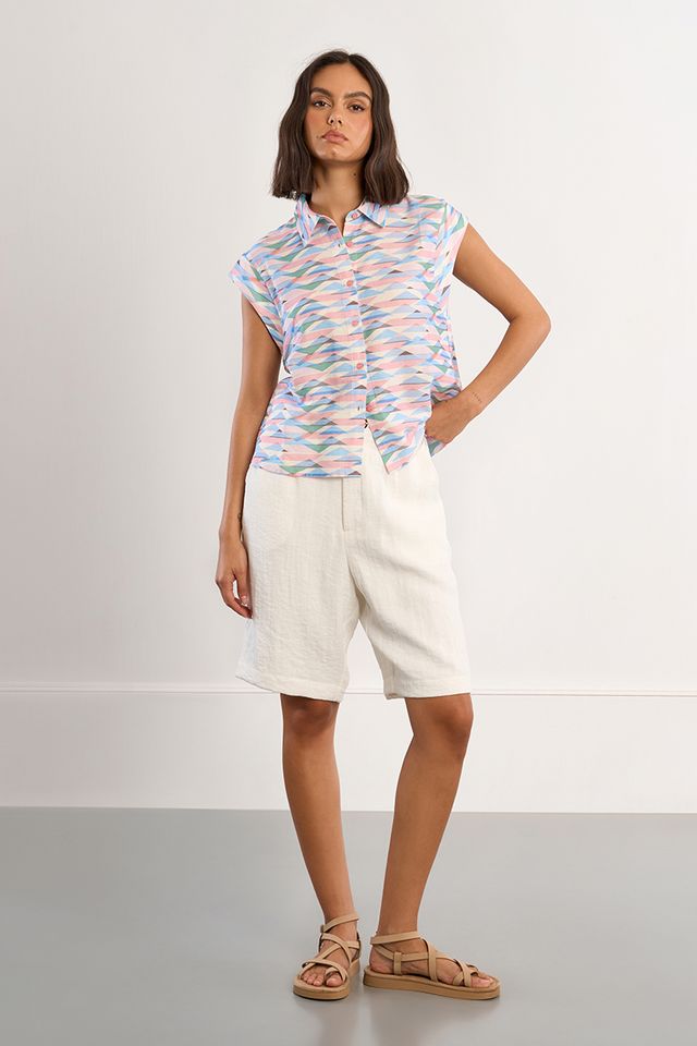 Short Sleeve Geo Blouse