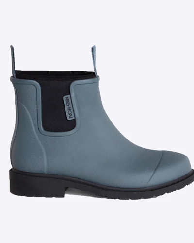 grey chelsea rainboot against white background