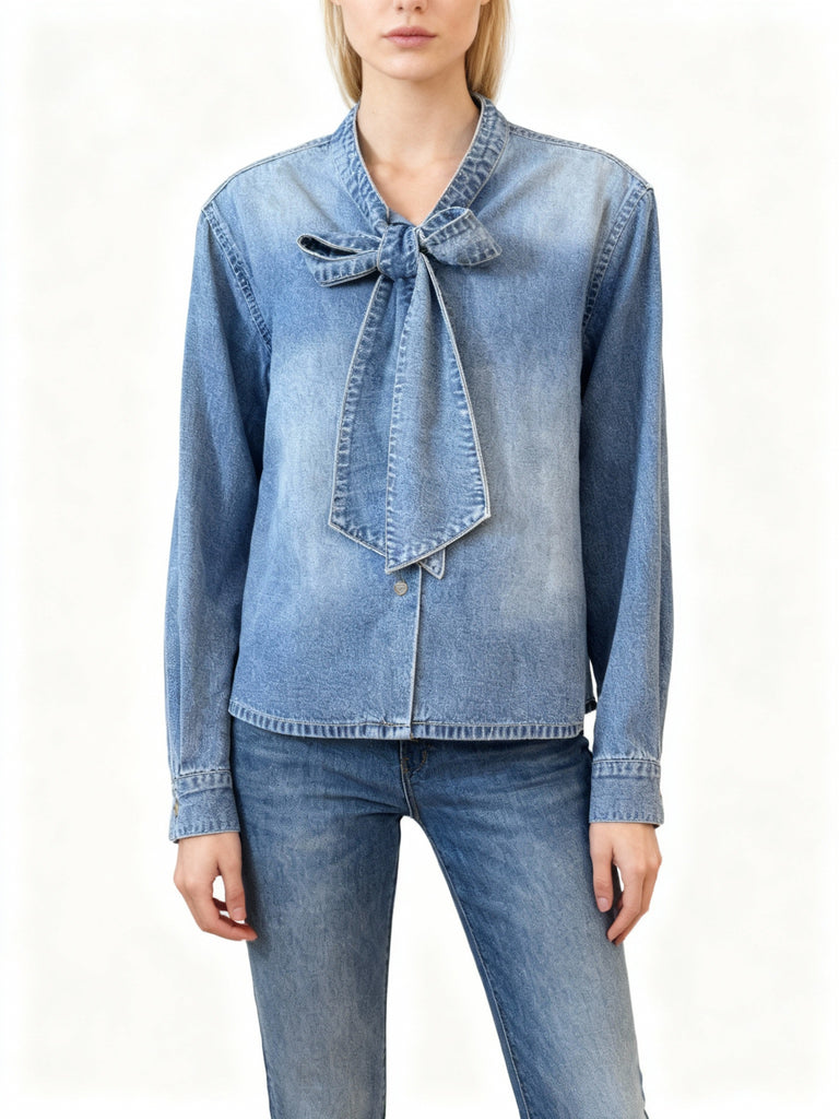 Denim Bow Top