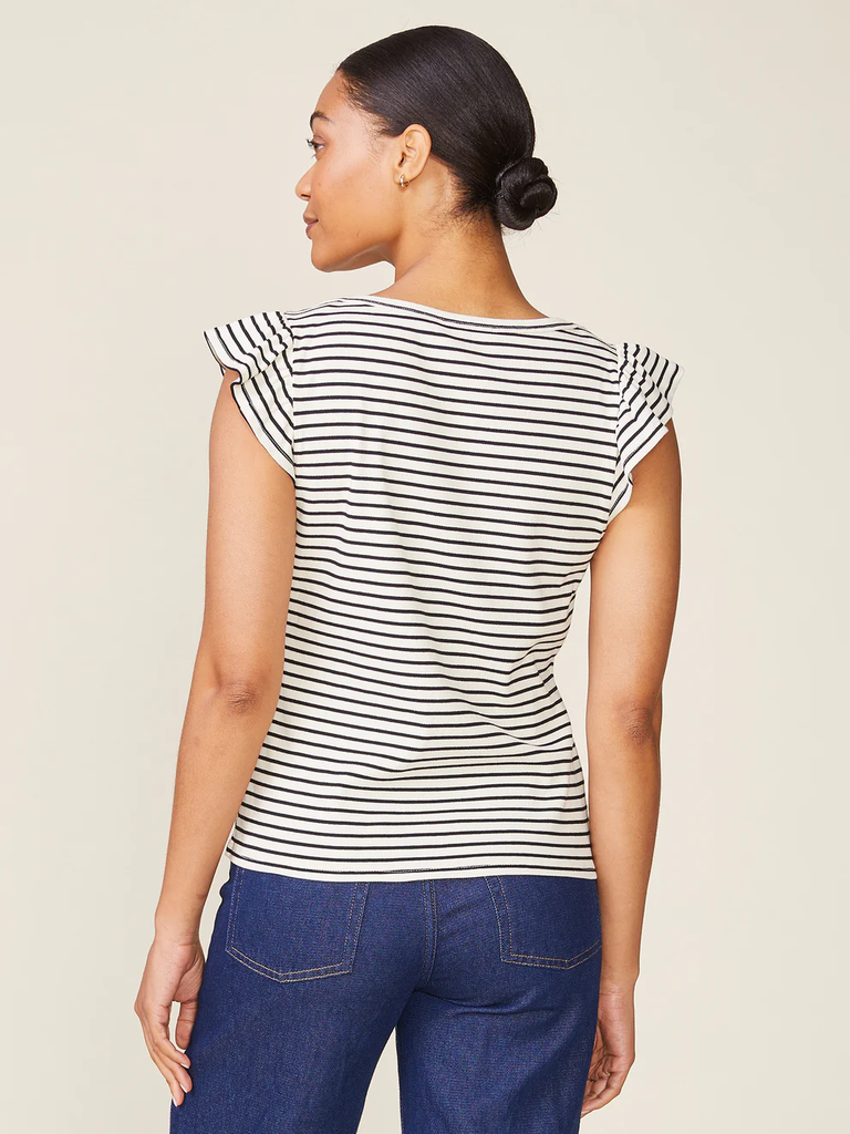 Flutter Sleeve Striped Top