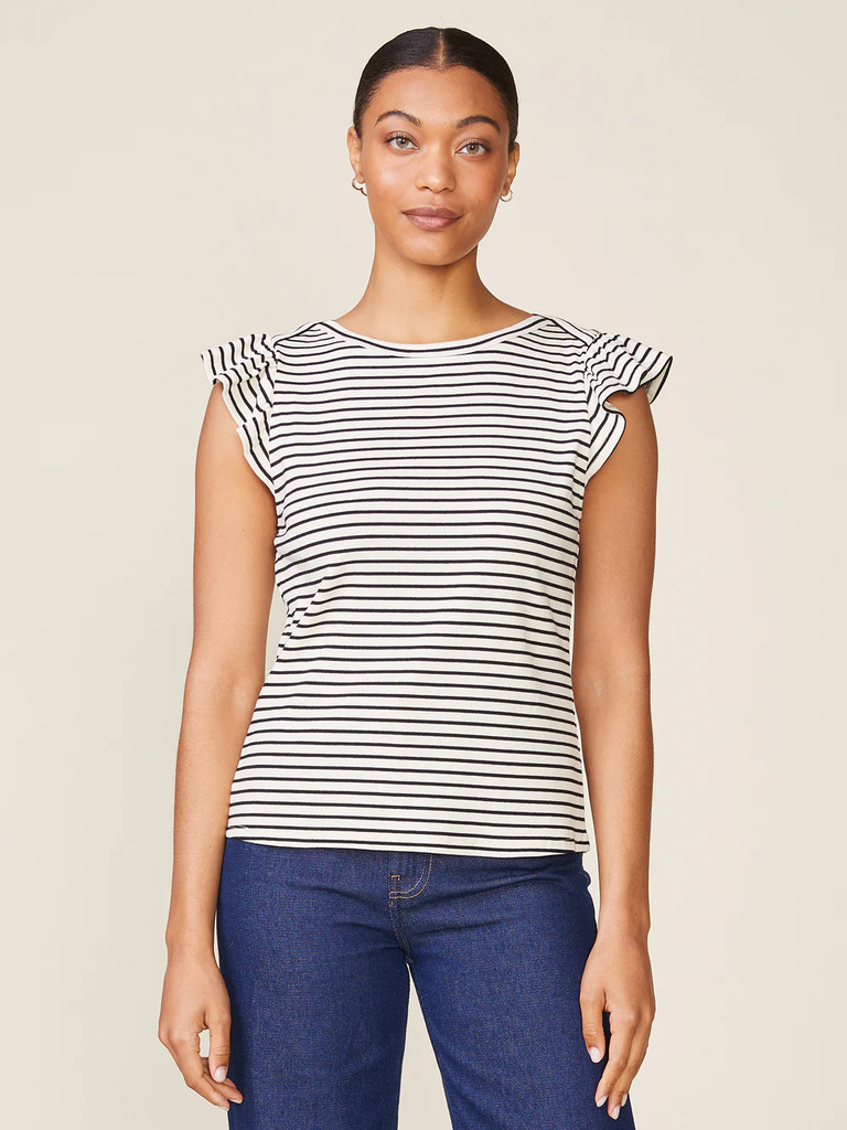 Flutter Sleeve Striped Top