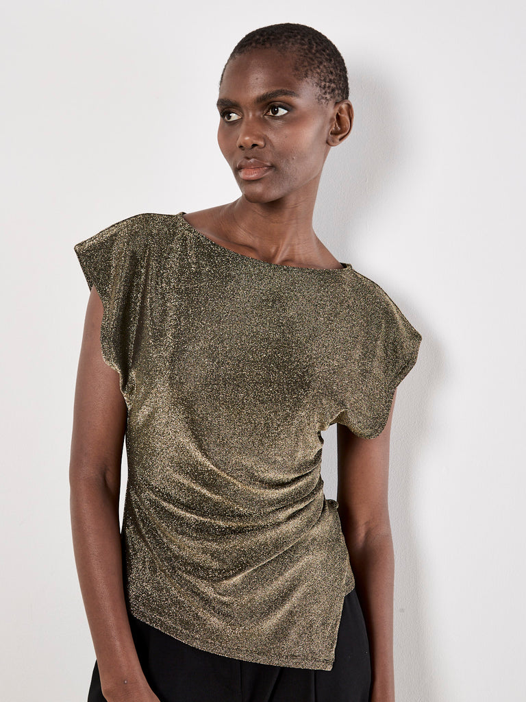 Side Ruched Gold Top