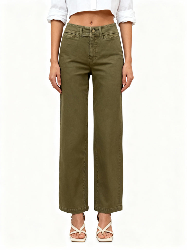 Mid-Rise Olive Pants