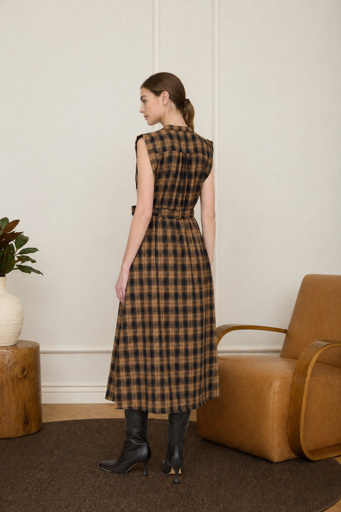 Brown Plaid Midi