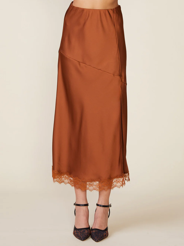 Lace Trim Satin Skirt