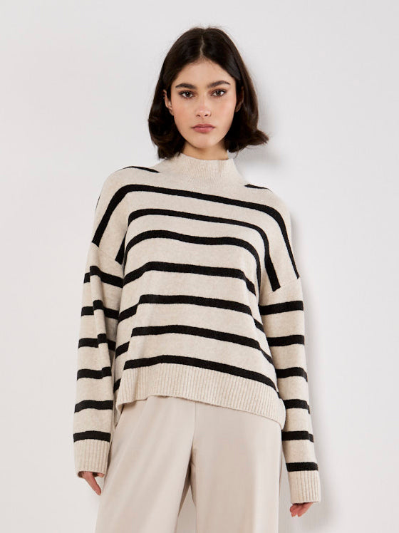 Mock Neck Striped Sweater