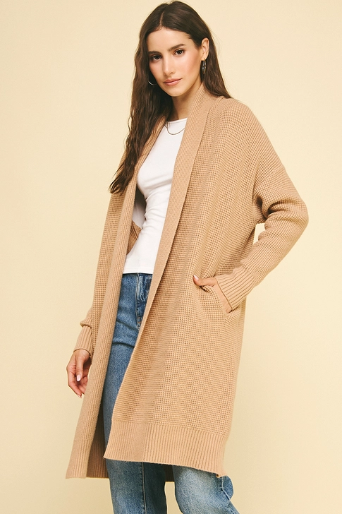 Long Waffle Cardigan