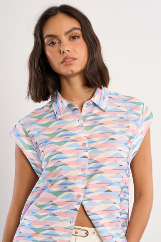Short Sleeve Geo Blouse