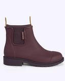 maroon chelsea rainboot against white background