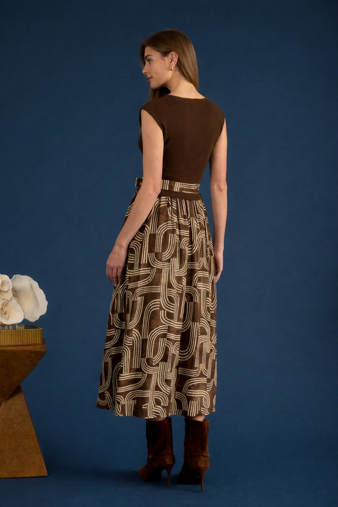 Brown Tiered Midi