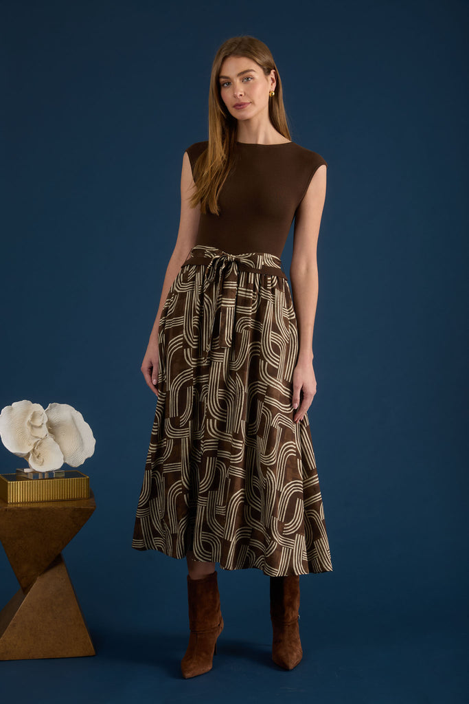 Brown Tiered Midi