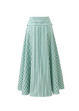 Green and white striped skirt on a white background