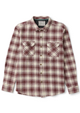 red and white plaid flannel shirt against a white background