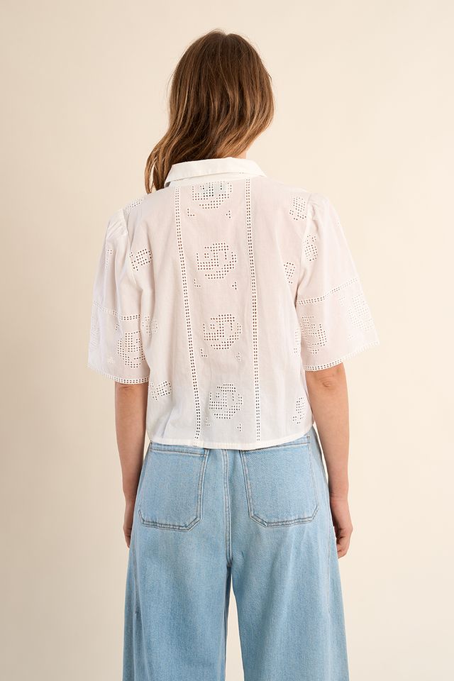 Cropped Eyelet Top