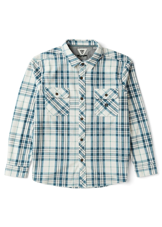 light blue plaid shirt against white background