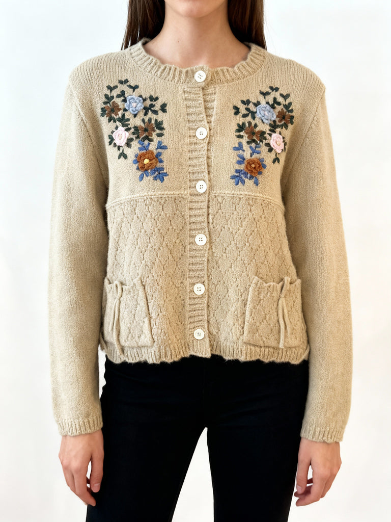 Embroidered Flower Cardigan