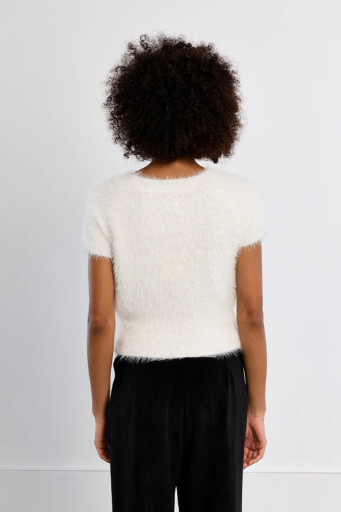 Short Sleeve Fuzzy Sweater