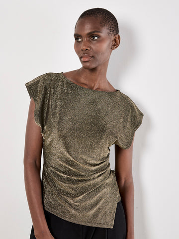 Side Ruched Gold Top