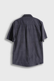 Dark gray short-sleeve shirt on a light gray background
