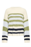 horizontal striped sweater against white background