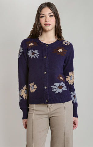 Navy Floral Cardigan