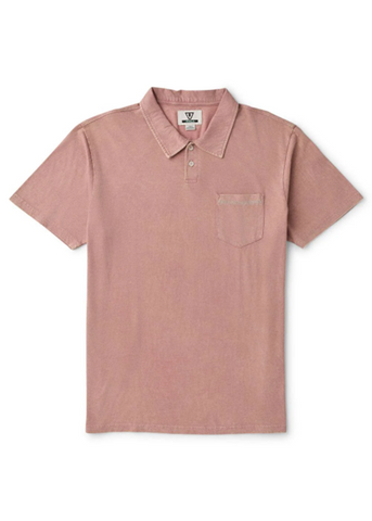Pink polo shirt with a pocket on a white background
