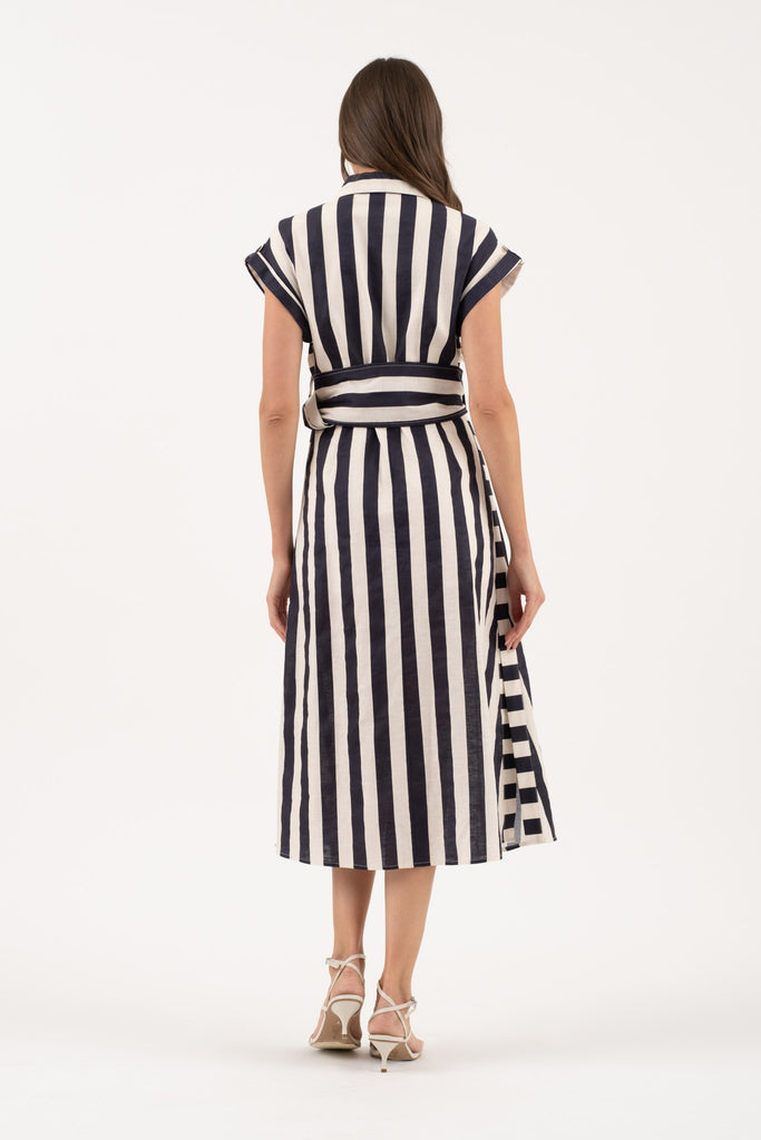 Navy Button Up Dress