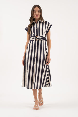 Navy Button Up Dress