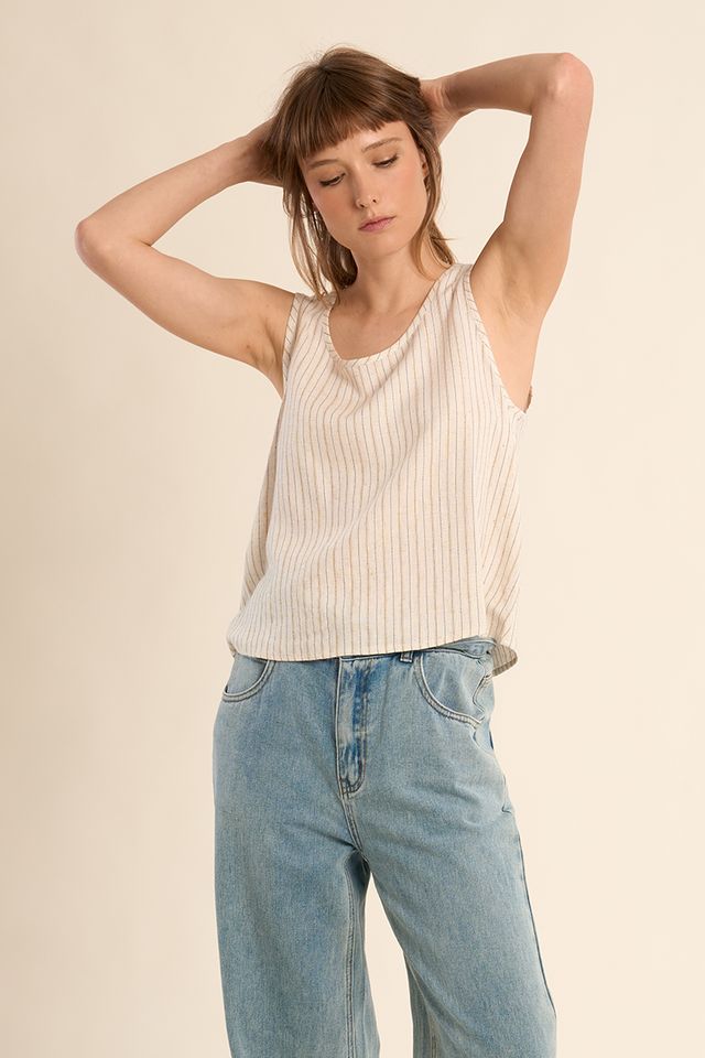 Beige Stripe Top