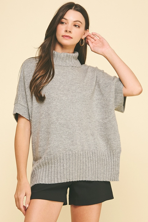 Short Sleeve Turtleneck Sweater